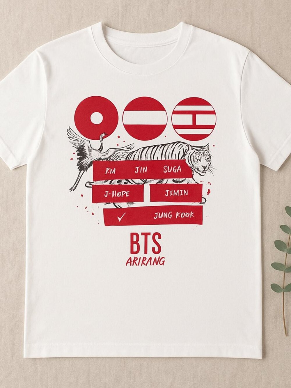 BTS Airrang Graphic T-Shirt K-Pop Band Tee White